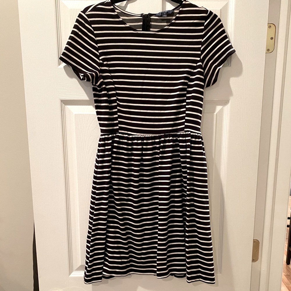 Black and white striped dress